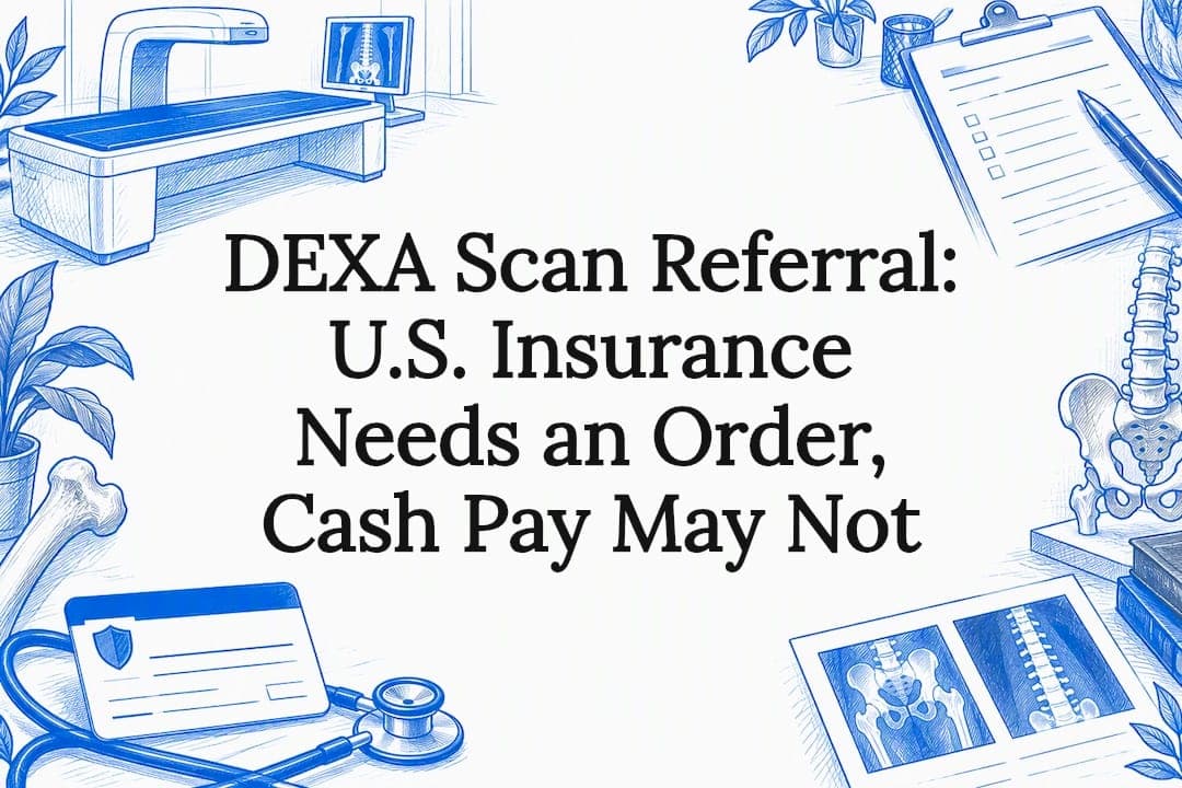 DEXA Scan Referral: U.S. Insurance Needs an Order, Cash Pay May Not